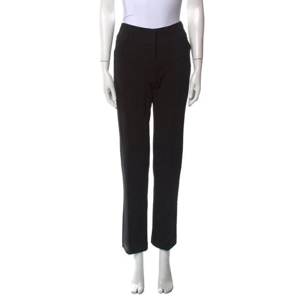 diane von furstenberg Authentic Solid Black Straight Leg Mid Rise Pants 8 Medium